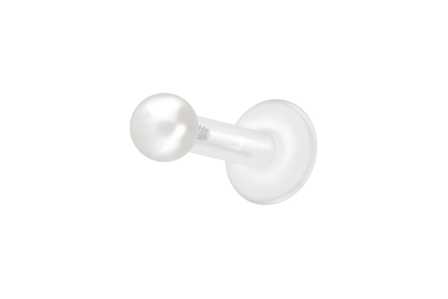 PTFE Labret Piercing mit Innengewinde + Titan-Aufsatz SYNTHETISCHE PERLE